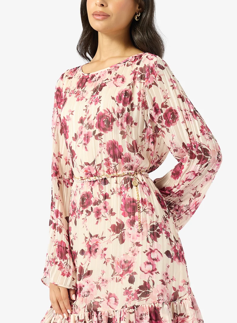GUESS  Ilenia Pleated Long Sleeve Mini Dress for Women | Best Price UAE
